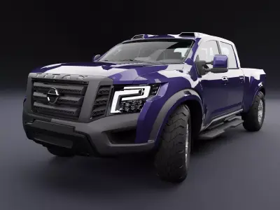 Nissan 4x4 Car Metallic Night Blue Low-poly 3D model