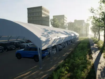 Car tent - hangar Low-poly 3D model