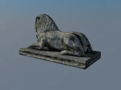 Low poly stone lion Low-poly 3D model