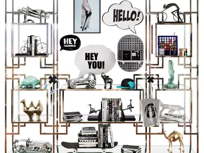 Kids bookshelf set 01 3D model