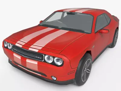 Low Poly Classic Muscle Car 3D Model Blender Low-poly 3D model