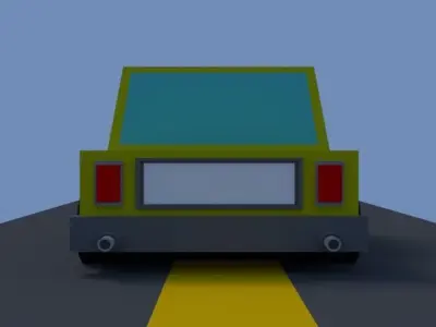 passenger yellow car low poly Free low-poly 3D model