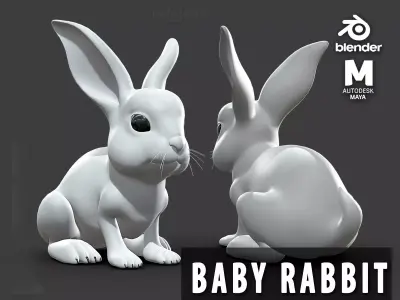 Baby Rabbit Low-poly 3D model
