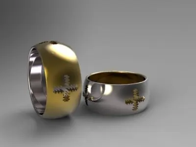 Ring two gold and silver wedding rings Free 3D print model