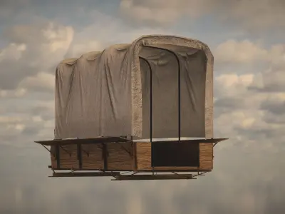 Western Wagon Low-poly 3D model