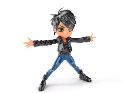 Stylish Youth Rigged and Animated D Character Model Low-poly 3D model