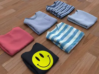 Textured Folded Tshirts 3D model