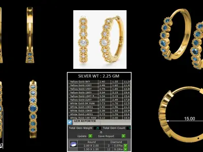 Diamond Hoops Earrings 3D print model 3D Model Collection 3D print model