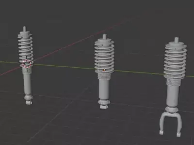  Vehicle Coil spring plus dumper  Low-poly 3D model