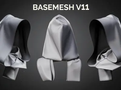 15 Scarf And Hooded Scarf Basemesh Models 3D model