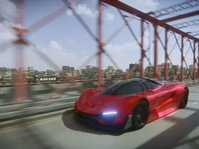 Futuristic Animated Car Scene Low-poly 3D model