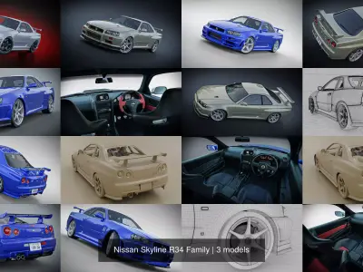 Nissan Skyline R34 Family 3D Model Pack