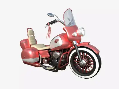 Motorcycle Cartoon B09 Light Red - Custom Vehicle Design Low-poly 3D model