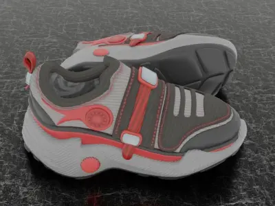 CUSTOM BALENCIAGA TRIPLE S BLACK BURGUNDY Low-poly 3D model