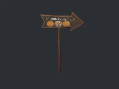 Pumpkins for Sale Sign  Low-poly 3D model
