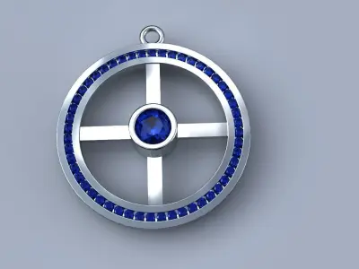 Round Diamond Pendant Gold Silver Platinum Luxury Jewelry 3D print model