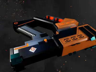 Future Blaster Gun Game-Ready Low-poly 3D model