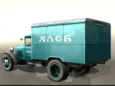 GAZ-AA Auto-van Bread Low-poly 3D model