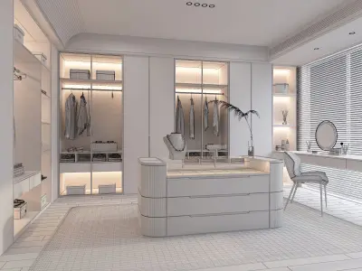 Luxury Wardrobe Cloakroom Dressing room 3D model