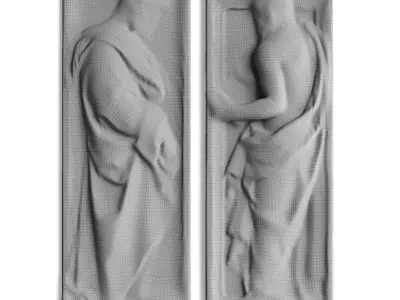 Philosophers relief wall panel 3D model