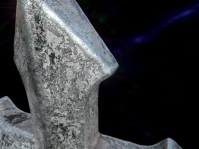 High-Poly Vintage Oxidized Silver Arrow-shaped Cross 3D model