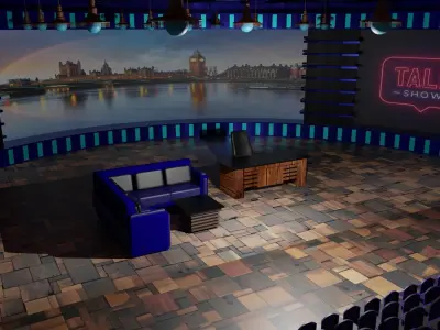 Talk Show TV Studio Low-poly 3D model