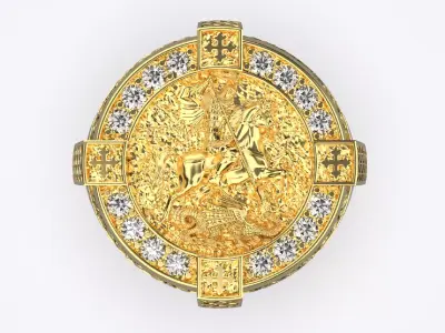Men signet rings Saint George the Victorious 3D print model