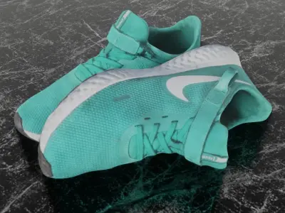 NIKE FLY EASE 3D SHOES - TURQUOISE Low-poly 3D model