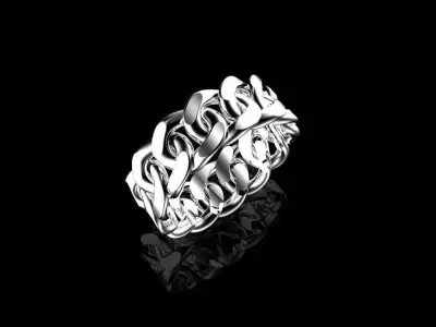 10mm Mens Style Plain Cuban Ring 3D print model