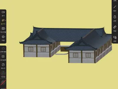 Hanok asian style building Free low-poly 3D model