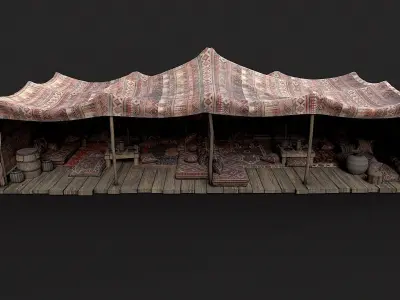 Old Traditional Eastern Nomads Tent 1 Low Poly PBR  Low-poly 3D model