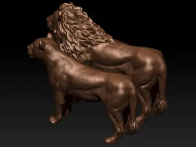 lion lioness 3D model