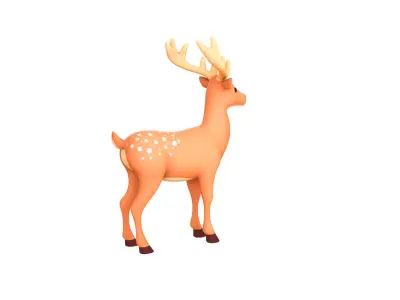 Cartoon Reindeer 6 Cute Low-poly 3D model