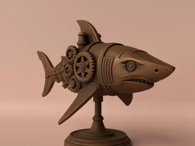 Steamshark Steampunk Shark Sculpture 3D print model