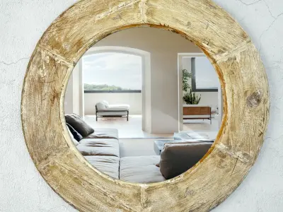 Large Wood Wheel Mirrors 3D model