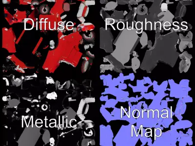 Classic Red Convertible model pack Low-poly 3D model