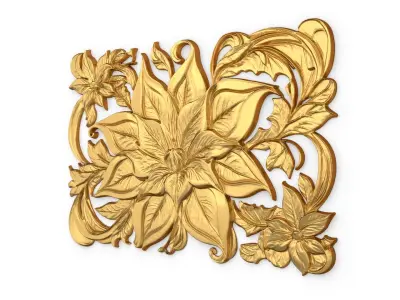 mural classic flowers decor ornament 05 3D model