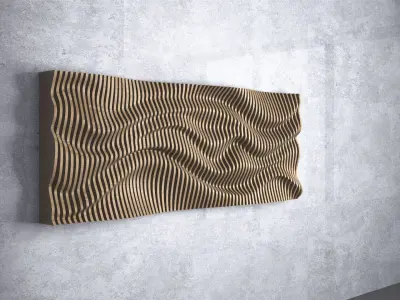Parametric Wavy Wooden Wall Decor - 21 - CNC files for cutting 3D model