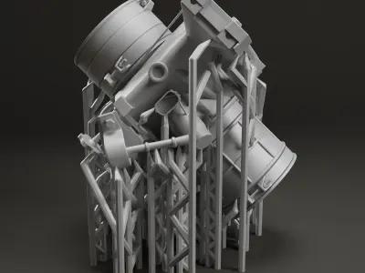 Throttle body and fuel injector for Motocross bike With supports 3D print model