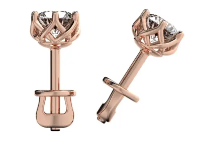 Earrings with diamonds 5mm 3D print model 3D print model