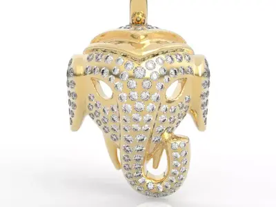 Luxury Diamond Ganesha Pendant Necklace 3D print model