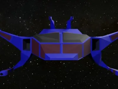 Space Fighter fantasy Low-poly 3D model Free low-poly 3D model