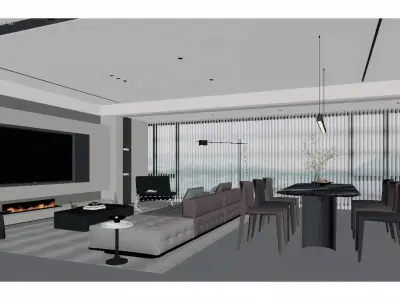 Modern Light Luxury Living Room 3D model