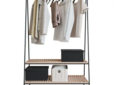 ACACIA Kledingrek zwart Coat rack hallway wardrobe clothes 3D model
