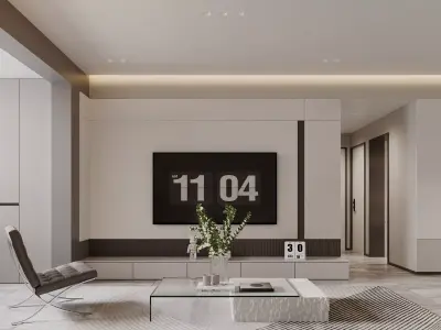 Modern living room dining room interior scenes 458 3D model
