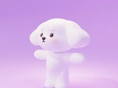 Cartoon cute Poodle  puppy 3D model