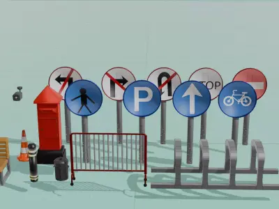 street Essentials set Low-poly 3D model