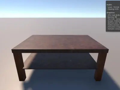 Vintage Wooden Coffee Table - Game-Ready Low-poly 3D model