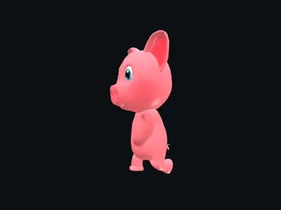 Cartoon Pig Animated Low-poly 3D model