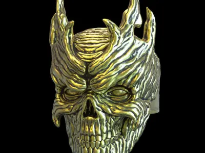 Skull ring jewelry wooden  vol7  3D print model